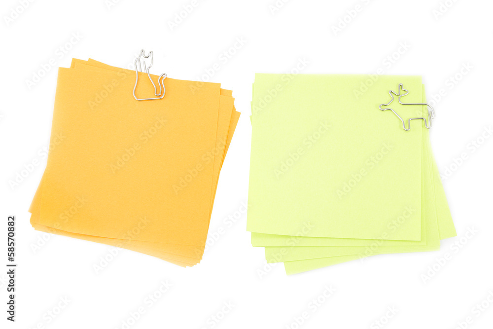 Note with a paper clip Note with a paper clip