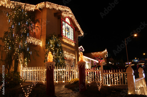 Decorated house with christmas lights