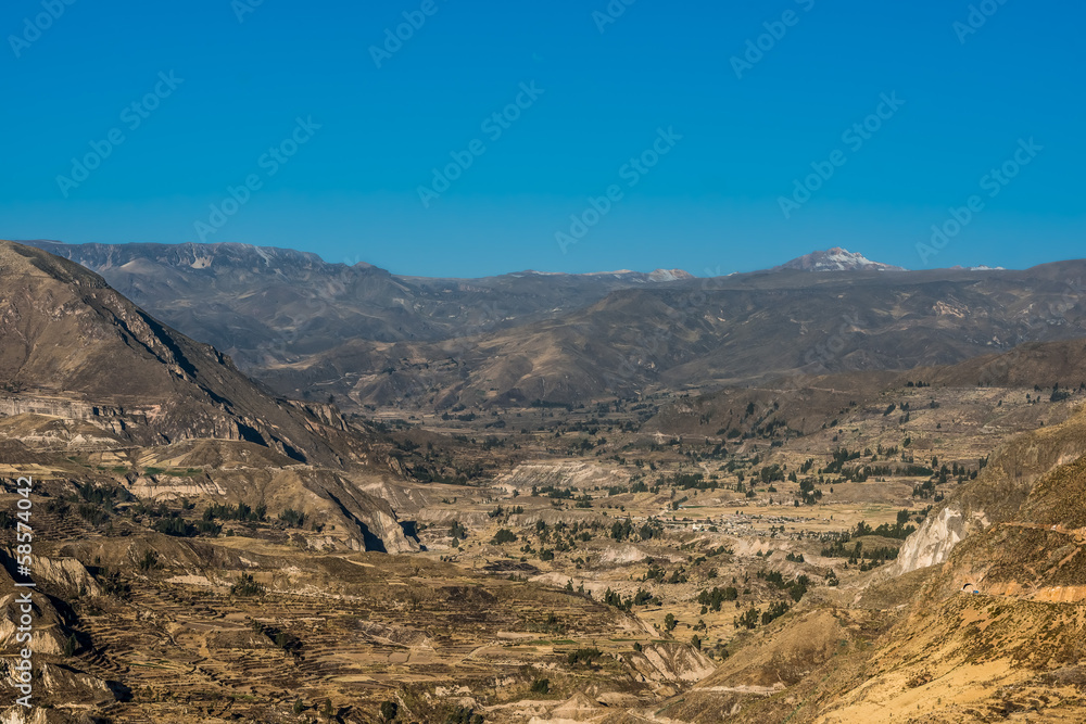Colca Canyon in the peruvian Andes at Arequipa Peru