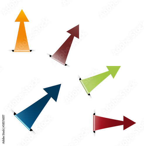 The set of glossy folded arrow