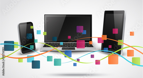 App icons computer and mobile phones background
