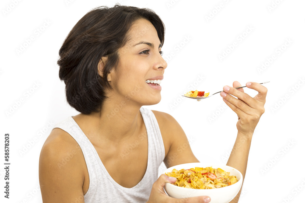 Attractive woman having breakfast Attractive woman having breakfast
