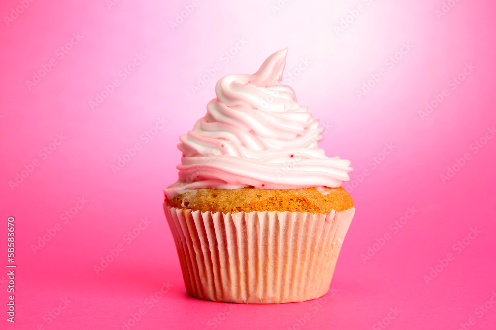 tasty cupcake, on pink background tasty cupcake, on pink background