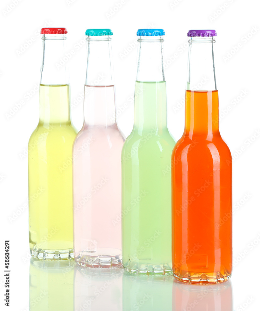 Drinks in glass bottles isolated on white Drinks in glass bottles isolated on white