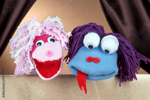 Принти на полотні Puppet show on brown background