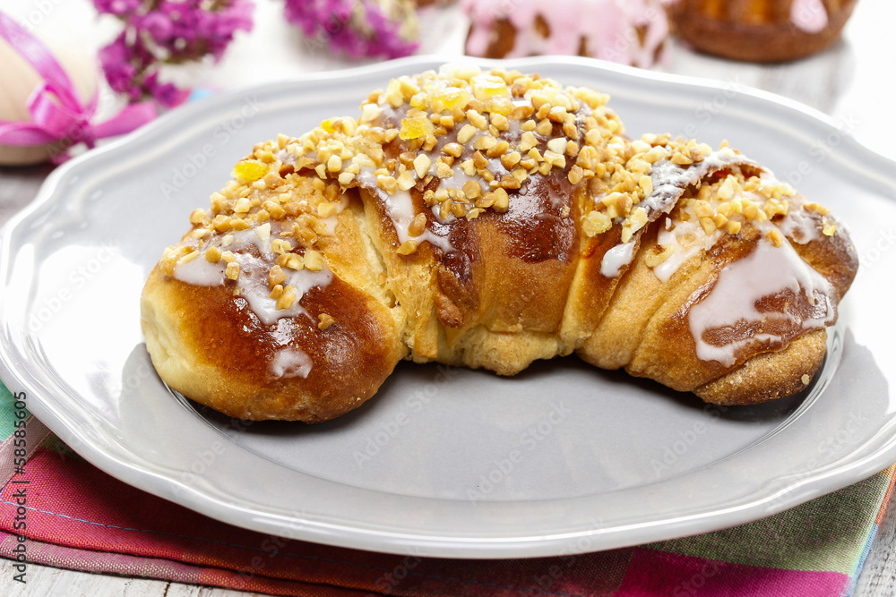 Saint Martin's croissant. Traditional polish cake with poppy see