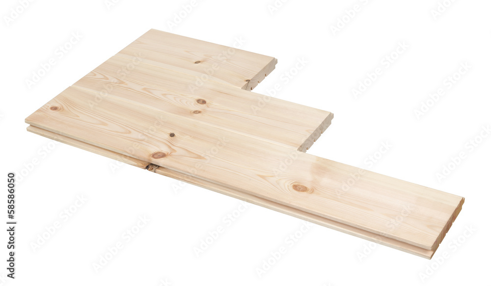 Pine floorboards isolated over white with clipping path.