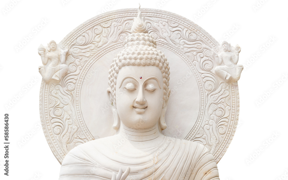 White buddha status on white background
