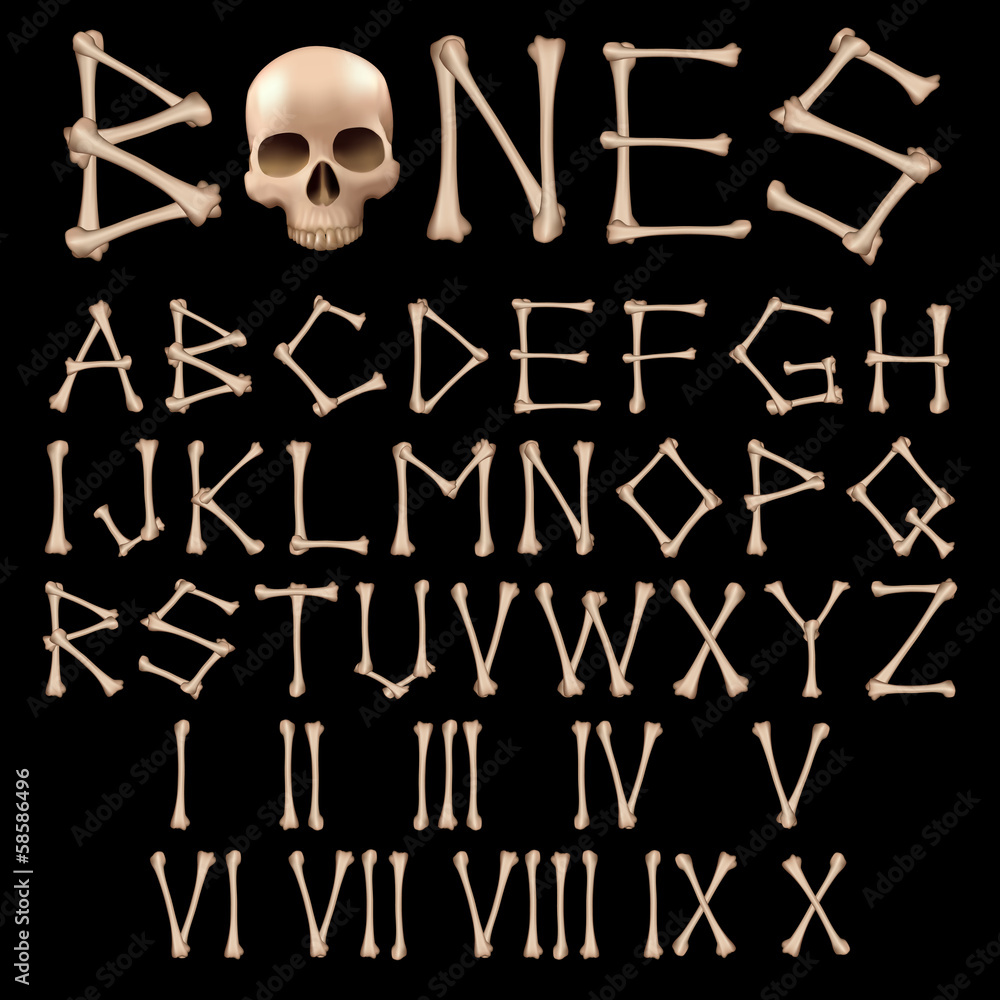 Bones Alphabet vector Stock Vector | Adobe Stock