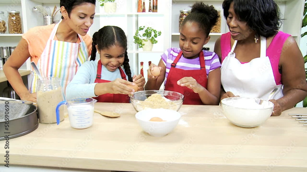 African American Girls Mom Grandma Baking Lesson African American Girls Mom Grandma Baking Lesson