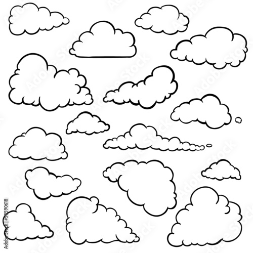 vector set of outline clouds