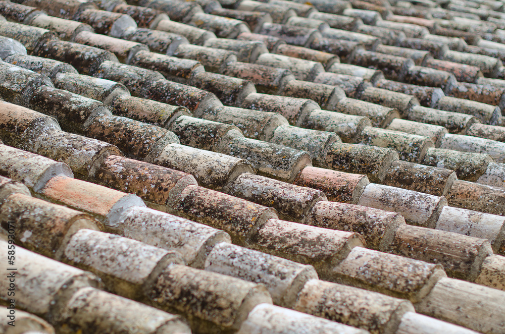 Old natural stone roof tiles