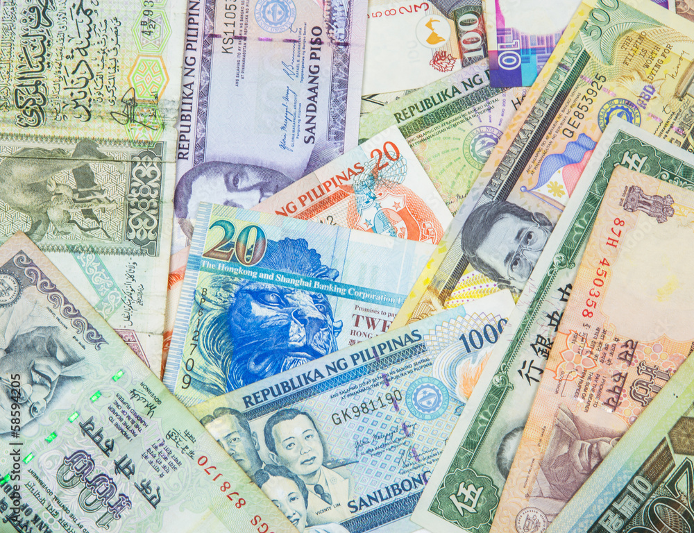Obraz premium Mixed bank notes close up view