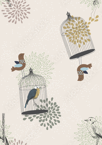 Seamless Pattern with Birds