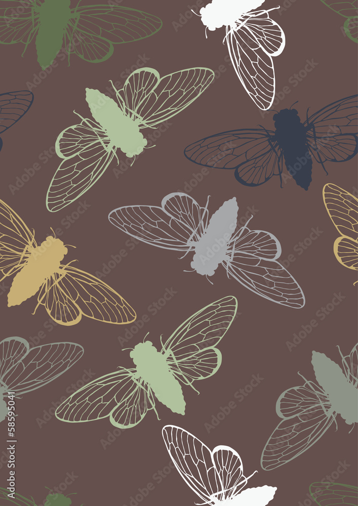 Seamless Pattern with Cicadas