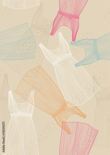 Seamless Pattern with Dresses