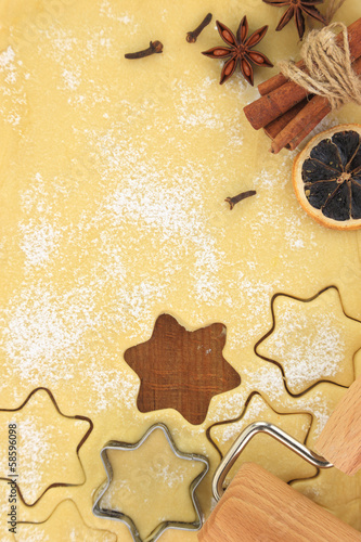 Making star cookies with cookie cutter
