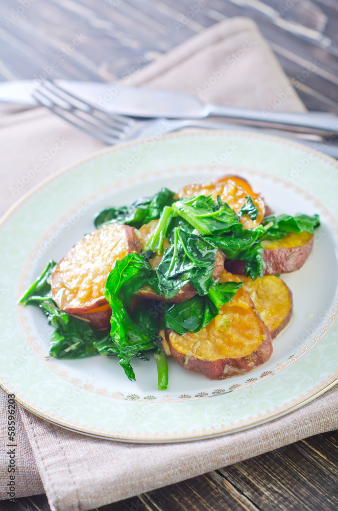 sweet potato with spinach