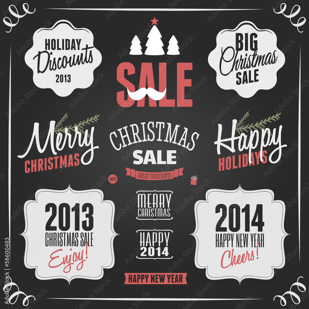 Chalkboard Christmas Design Elements Chalkboard Christmas Design Elements