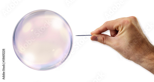 Bubble about to explode by a needle 