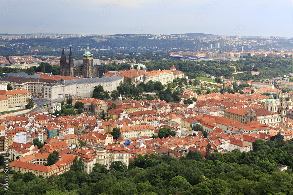 Obraz premium Saint Vitus Cathedral and Prague Castle. View from Petrin Lookou