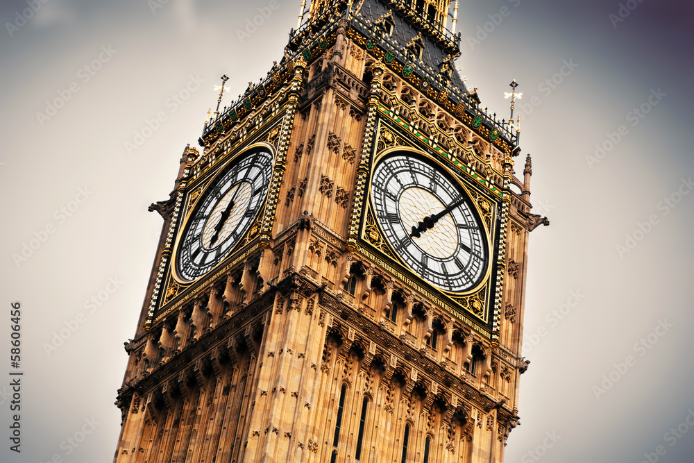 Big Ben, the bell of the clock close up. London, England - obrazy, fototapety, plakaty 