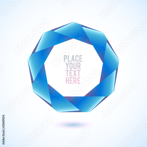 Blue nonagon shape on white background