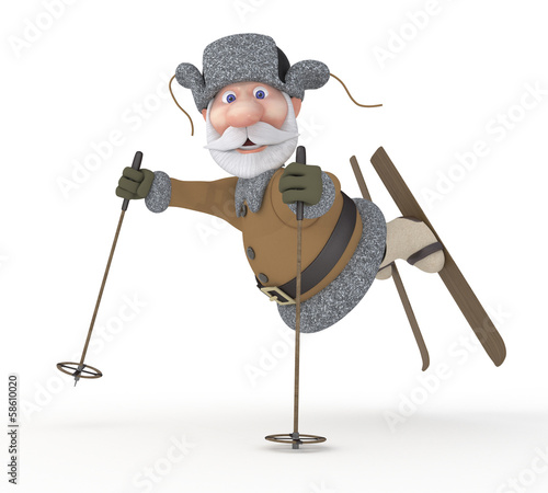 The grandfather on skis.