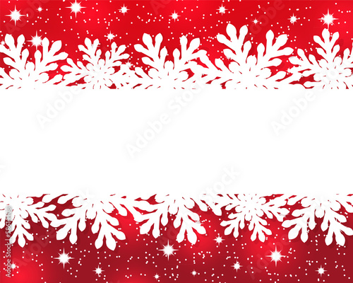 banner with paper snowflakes on a red background