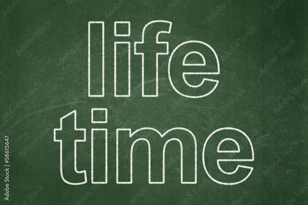Obraz premium Timeline concept: Life Time on chalkboard background