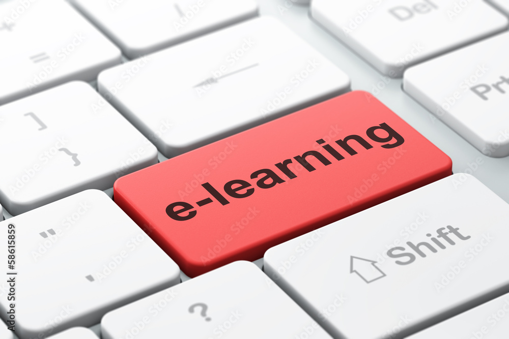 Education concept: E-learning on computer keyboard background Education concept: E-learning on computer keyboard background