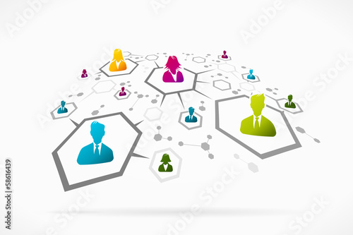 Group of people forming an abstract social network