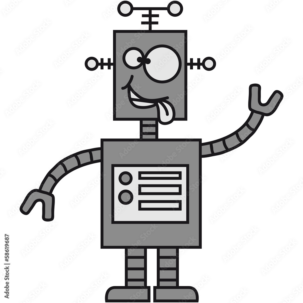 Funny Crazy Robot Stock Illustration | Adobe Stock