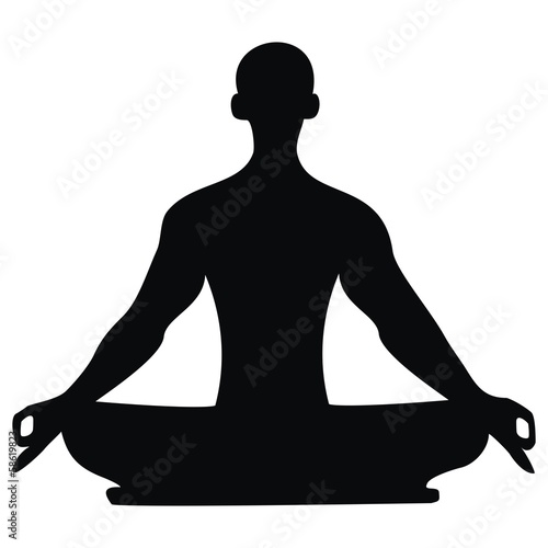 yoga, black silhouette of man, vector icon