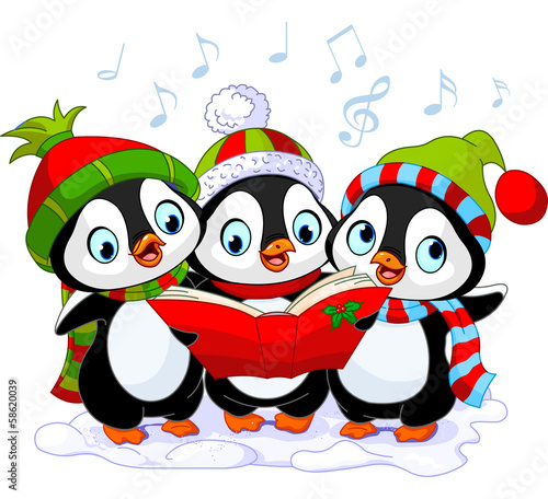 Christmas carolers penguins