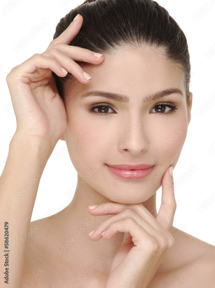 Beauty Girl Portrait. Touching Her Face. Fresh Clean Skin. Beauty Girl Portrait. Touching Her Face. Fresh Clean Skin.