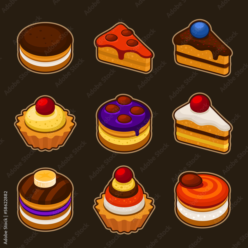Set of cupcakes icons Set of cupcakes icons
