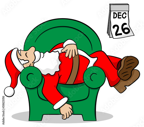 Weihnachtsmann nach einem harten Arbeitstag
