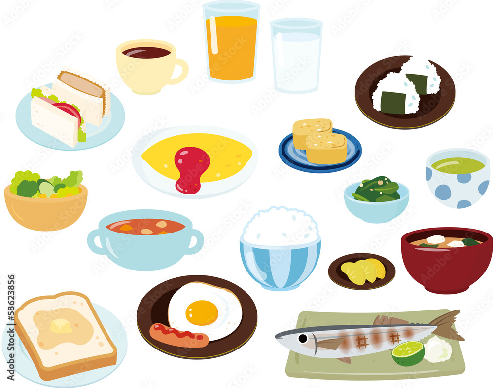 朝食のいろいろなメニュー