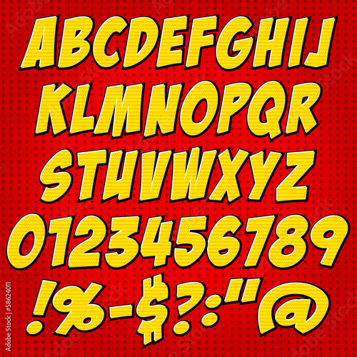 comics style alphabet collection set