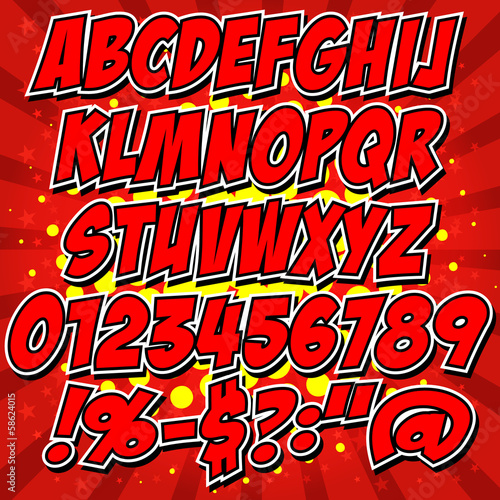 comics style alphabet collection set