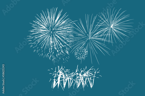 Quadro su tela Feu d'artifice fond bleu