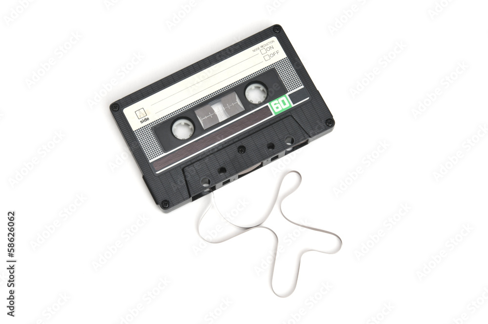 Obraz premium Retro tape cassette on white background