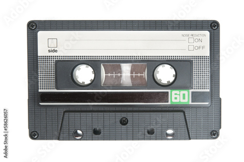Grunge audio cassette on white