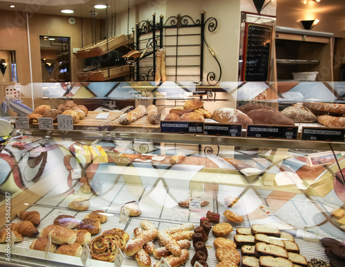 showcase at the French bakery in paris