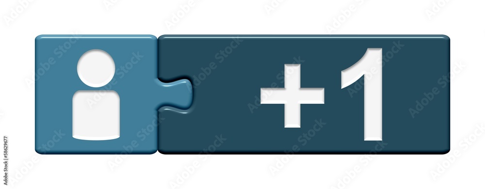 Obraz premium Puzzle-Button blau: +1