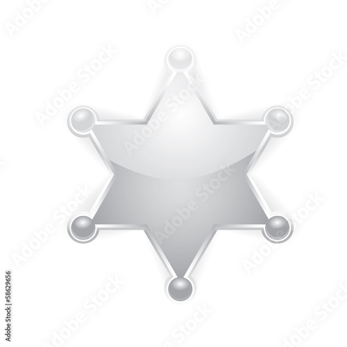 vector silver police star badge . six-pointed star