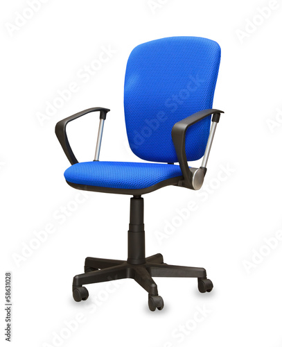 The blue office chair. Isolated