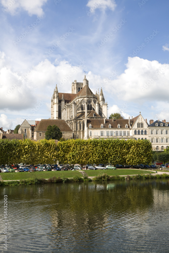 Auxerre, France. Cityscape with Saint-Etienne cathedral