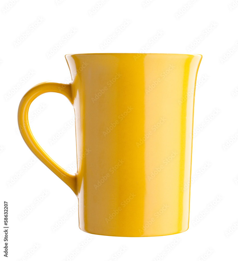 Yellow tea cup isolated on white background with path StockFoto